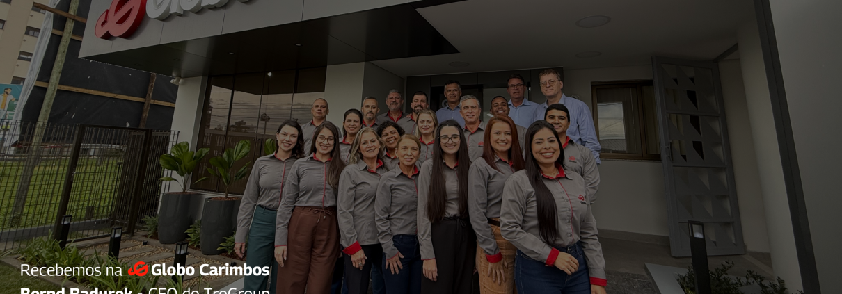 Representantes da Trodat à Globo Carimbos